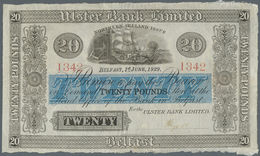 Northern Ireland / Nordirland: 20 Pounds 1929 P. 309, Ulster Bank Limited, Rare Note, Used With Fold - Other & Unclassified