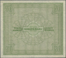 Norway / Norwegen: 50 Kroner 1945 P. 27a, Used With Center Fold And Light Creases In Paper, No Holes - Norvegia