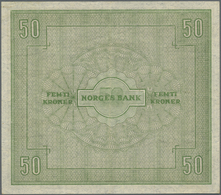 Norway / Norwegen: 50 Kroner 1945 P. 27a, Used With Center Fold And Light Creases In Paper, No Holes - Norvège