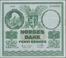 Norway / Norwegen: 50 Kroner 1959 P. 32c, Vertical And Horizontal Folds, No Holes Or Tears, Still Cr - Norvegia