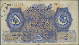 Pakistan: 5 Rupes ND P. 5, Used With Folds And Pen Writing At Upper Left, Larger Hole From Pin Hole - Pakistan