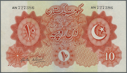 Pakistan: 10 Rupees ND(1948) P. 6 Light Folds In Paper, Probably Pressed, One Pinhole, No Tears, Sti - Pakistan