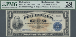 Philippines / Philippinen: 1 Peso ND(1944) Replacement Note VICTORY Series, P.94r, Excellent Conditi - Filippine