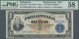 Philippines / Philippinen: 1 Peso ND(1944) Replacement Note VICTORY Series, P.94r, Excellent Conditi - Philippinen