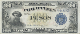 Philippines / Philippinen: 100 Pesos ND(1949) P. 123c, "VICTORY" On Back, Used With Light Folds In P - Philippines