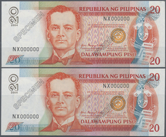 Philippines / Philippinen: 2 Pcs Unlisted Specimen Note Of 20 Pesos 2004 P. NL Like P. 200, With Zer - Filippine