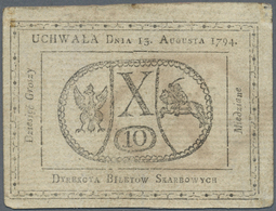 Poland / Polen: 10 Groszy 1794, P.A9 With Watermark "X", Toned Paper With A Few Spots. Condition: F+ - Poland