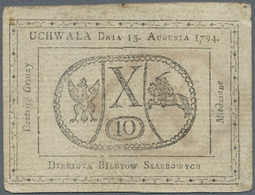 Poland / Polen: 10 Groszy 1794, P.A9 With Watermark "X", Toned Paper With A Few Spots. Condition: F+ - Pologne