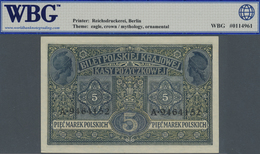 Poland / Polen: 5 Marek 1917, P.10 In Almost Perfect Condition With A Tiny Dint At Lower Right, WBG - Poland