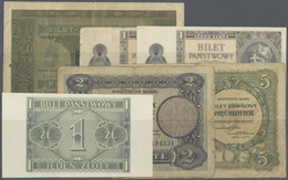 Poland / Polen: Set Of 5 Banknotes And One Proof Containing 2 And 5 Zlotych Of The 1925 "Bilet Zdawk - Poland