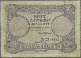 Poland / Polen: 2 Zlote 1925, P.47a, Rare Note In Almost Well Worn Condition With Many Folds And Som - Poland