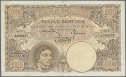 Poland / Polen: 1000 Zlotych 1919, P.59a, Vertically Folded And Lightly Stained Paper. Condition: VF - Poland