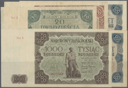 Poland / Polen: Rare And Complete Set With 5 Banknotes Of The 1947 Issue With 20 Zlotych “Ser.B” P.1 - Poland