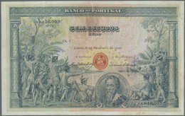 Portugal: 100 Escudos 1920 P. 116, Beautiful Large Size Note, Traces Of Stain At Upper Border In The - Portogallo