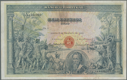 Portugal: 100 Escudos 1920 P. 116, Beautiful Large Size Note, Traces Of Stain At Upper Border In The - Portugal