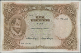 Portugal: 100 Escudos 1926 P. 124, Vertically And Horizontally Folded, Several Repairs Throughout Th - Portogallo