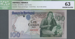 Portugal: 100 Escudos ND(1980) Color Trial SPECIMEN, P.178cts In Perfect Uncirculated Condition, ICG - Portogallo