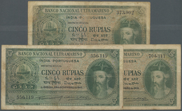 Portuguese India / Portugiesisch Indien: Set Of 3 Notes 5 Rupias 1945 All With Different Signatures - Inde