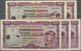 Portuguese India / Portugiesisch Indien: Set Of 5 Notes 300 Escudos 1959 Hole Cancelled P. 44, All W - Indien