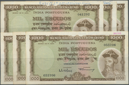 Portuguese India / Portugiesisch Indien: Set Of 6 Notes 1000 Escudos 1959 P. 46 Hole Cancelled, With - India