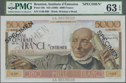 Réunion: 5000 Francs ND(1960) P. 50s, PMG Graded 63 Choice UNC EPQ. - Riunione