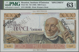 Réunion: 5000 Francs ND(1960) P. 50s, PMG Graded 63 Choice UNC EPQ. - Reunion