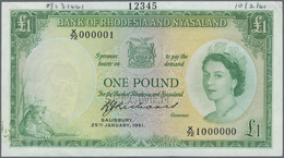 Rhodesia & Nyasaland: 1 Pound January 25th 1961 SPECIMEN, P.21bs With Perforation Specimen At Lower - Rhodesien