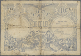 Romania / Rumänien: 10 Lei 1877 P. 2a, Very Strong Used Note With Strong Vertical And Horizontal Fol - Romania