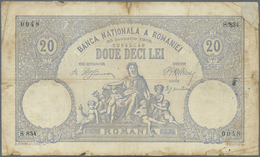 Romania / Rumänien: Banca Naţională A României 20 Lei January 23rd 1908, P.16 In Almost Well Worn Co - Roemenië