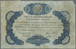 Russia / Russland: State Treasury 5 Silver Rubles 1865, P.A35, Extraordinary Rare Note In Still Good - Russia