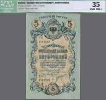 Russia / Russland: North Russia, Chaikovskiy Government 5 Rubles 1919, P.S146, Lightly Toned Paper W - Russie