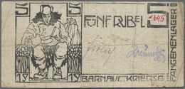 Russia / Russland: Barnaul POW Camp Voucher For 5 Rubles 1919, P.NL, Extraordinary Rare Note With Se - Russia