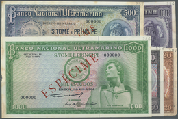 Saint Thomas & Prince / Sao Tome E Principe: Set Of 5 Specimen Notes From 20 To 1000 Escudos 1956/19 - San Tomé E Principe