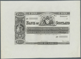 Scotland / Schottland: Bank Of Scotland 100 Pounds ND(18xx) Proof P. 69p Uniface Printed On Banknote - Other & Unclassified