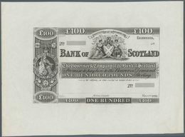 Scotland / Schottland: Bank Of Scotland 100 Pounds ND(18xx) Proof P. 69p Uniface Printed On Banknote - Autres & Non Classés