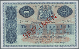 Scotland / Schottland: The British Linen Bank 100 Pounds 1962 Specimen P. 165s, Zero Serial Numbers, - Sonstige & Ohne Zuordnung