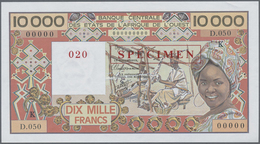 Senegal: West African States Letter "K" For Senegal 10.000 Francs ND(1977-92) Specimen With Zero Ser - Sénégal