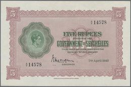 Seychelles / Seychellen: 5 Rupees 1942, P.8 In AUNC - Seychelles