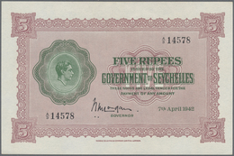 Seychelles / Seychellen: 5 Rupees 1942, P.8 In AUNC - Seychellen