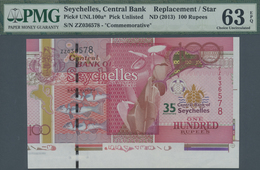 Seychelles / Seychellen: 100 Rupees ND(2013) Replacment Serial Prefix ZZ With Original Border Piece - Seychelles