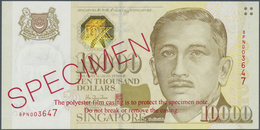 Singapore / Singapur: 10.000 Dollars ND(1999) SPECIMEN, P.44s With The Original Plastic Cover From T - Singapore