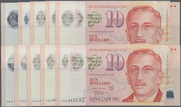 Singapore / Singapur: Set With 10 Banknotes 10 Dollars 2004-2016, P.48a, All With Prefix 9AA In UNC - Singapour