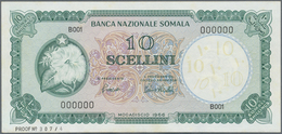 Somalia: Banca Nazionale Somala 10 Scellini 1966 SPECIMEN, P.6s With A Few Tiny Spots Along The Bord - Somalia