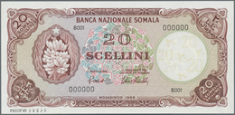 Somalia: Banca Nazionale Somala 20 Scellini 1966 SPECIMEN, P.7s In Perfect UNC Condition - Somalië