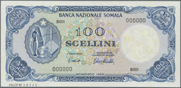 Somalia: Banca Nazionale Somala 100 Scellini 1966 SPECIMEN, P.8s, Soft Diagonal Fold At Center And U - Somalië