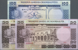 Somalia: Set With 3 Banknotes 20 Shillings 1975 P.19 (aUNC), 100 Shillings 1975 P.20 (aUNC) And 20 S - Somalie