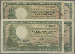 South Africa / Südafrika: Set Of 4 Notes 5 Pounds 1934, 1935, 2x 1941, In Condition: VG, F- And F. ( - Afrique Du Sud