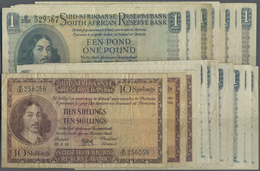 South Africa / Südafrika: Set Of 23 Notes Containing 10 Shillings 1956 (F-), 10 Shillings 1955 (F-) - Sudafrica