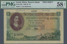 South Africa / Südafrika: 5 Pounds 1957 Specimen P. 96s, Condition: PMG 58 Choice AUNC NET. - Sudafrica