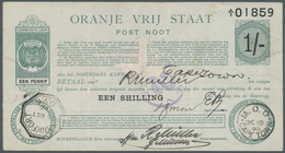 South Africa / Südafrika: Oranje Frij Staat, 1 Shilling 1900 P. S681a, Vertically Folded, Pinholes, - Sudafrica